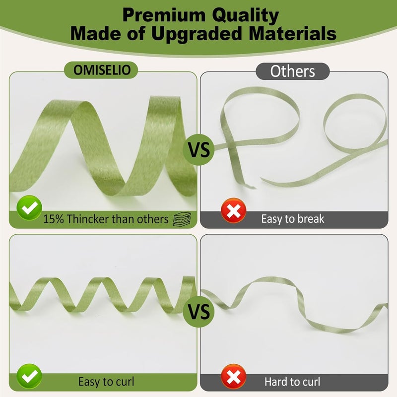 OMISELIO Green Curling Ribbon - 500 Yard Sage Green, Ideal for Gift Wrapping, Balloons, and Special Occasions like Christmas, St. Patrick's Day, Graduation - Image 4